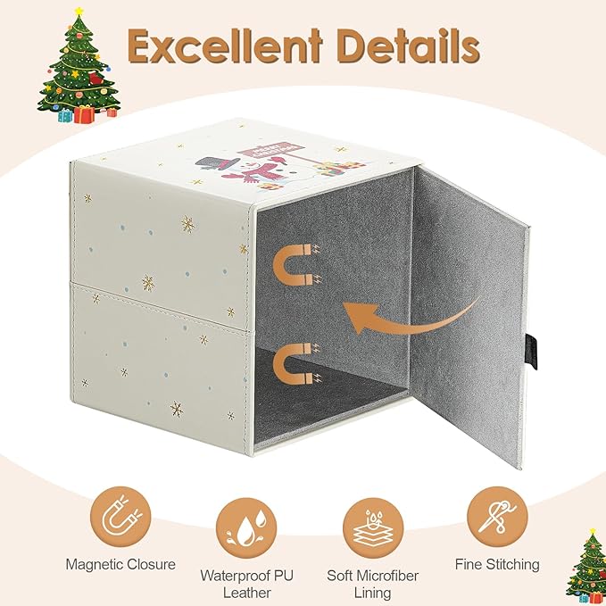 Luxspire Christmas Tissue Box Cover, 5.51" Square Tissue Box Cover with Magnetic Closure, Tissue Box Holder Christmas Decor for Living Room Bedroom Countertop Cars Hotels, Christmas Snowman