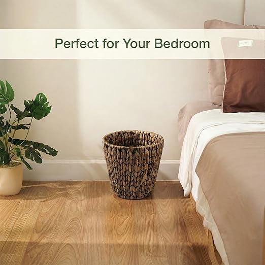 2-Pack Wicker Trash Can for Bathroom - Wicker Waste Basket for Bedroom, Office - Rattan Trash Can - Decorative Waste Basket (Espresso, 3 Gallons)