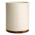 Allure Home Creation Marson Resin in Stone Finish with Natural Color Wooden Base Wastebasket 1.80 gallons