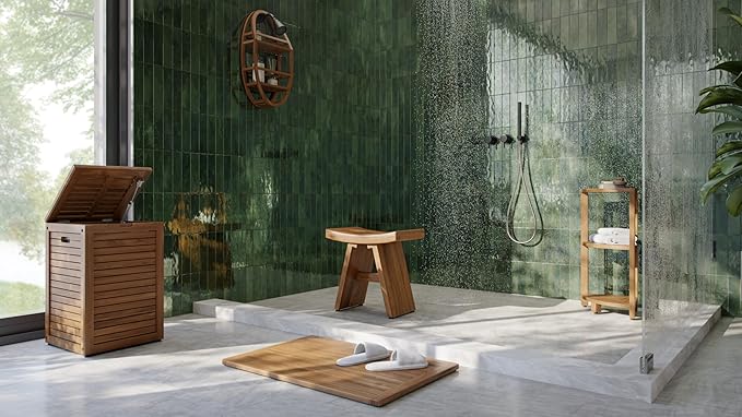 AquaTeak Patented Moa Oval Teak Shower Organizer - A. Caddy
