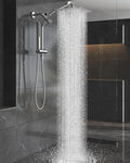 Veken 10'' All Metal Rain Shower Head with Handheld Spray Combo, Hand Held Bathroom Showerhead Combo with Extension Arm, Dual shower with Power Wash, Adjustable Rainfall Shower Head, Chrome