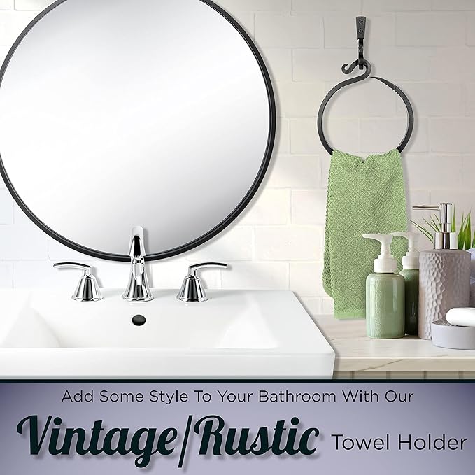 Wrought Iron Towel Ring - A Touch Of Artisanal Charm To Your Kitchen Or Bathroom With Our Handmade Towel Ring. Crafted By Blacksmiths, This Rustic Towel Rack Will Add A Timeless Elegance To Your Space