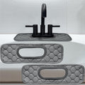 Bathroom Sink Splash Guard Oval-Hole Rectangle-Hole: AHA HOMEWARE, Faucet Mat for Bathroom Sink Oval Base, Bathroom Sink Water Splash Guard Centerset Rectangle Base (Gray & Gray)