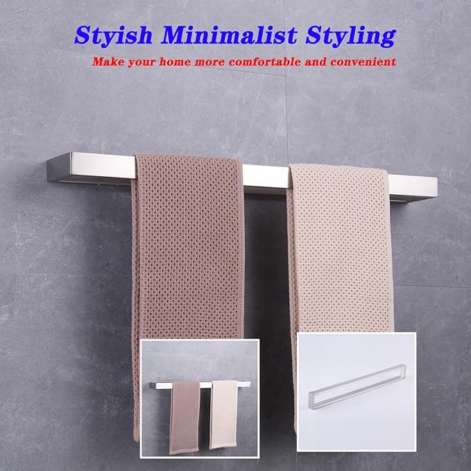 GERZWY Bathroom Towel Bar 24-Inch Brushed Stainless Steel Towel Bar Contemporary Style Wall Mount for Bath Kitchen HG1701(60)-LS