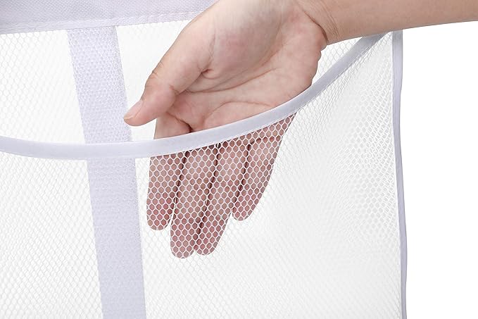 Portable Mesh Pocket with Rotatable Hanger, Quick Dry Serial Type Bath Storage Organizers for Travel, Camper, RV, Gym, Cruise, Cabin, College Dorm Shower(White)