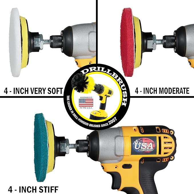 Drillbrush Power Scrubber Brush Set - Drill Brush Attachment - Grout Brush Drill Attachment - Drill Scrubber Attachment - Bathroom Cleaner Scrub Brush - Toilet Brush Cleaning Supplies - Grout Cleaner