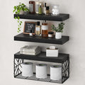 Bathroom Shelves Over Toilet Set of 3, Floating Shelves for Wall Toilet Paper Storage, 1.5" Thick Hanging Shelf, Farmhouse Wall Decor for Bathroom, Living Room, Office, Kitchen, Black 4001BJBB