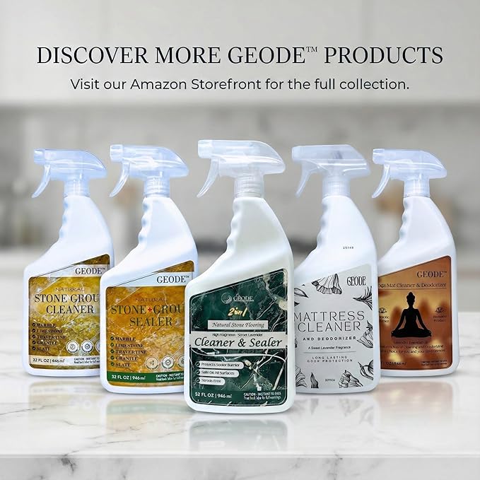 GEODE Natural Stone Grout Cleaner for tile floors - non-damaging, deep cleaner safe for Marble, Limestone, Travertine, Ceramic - Industrial Strength Tile, Stain Remover, Powerful Formula (Gallon)