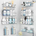 10 Pack Shower Caddy Organizer Rack Shelf for Inside Shower, Self Adhesive Wall Storage Basket Rustproof Stainless Steel Shampoo Holder Bathroom Accessory Decor Set, Silver