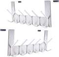 SKOLOO Over The Door Hook - for Doors up to 1-3/4'' Thickness, Silver, No Assembly Required, Stainless Steel, Door Coat Rack for Entryway & Bathroom Hanging Coats, Backpack, Robes, Towels, Pack of 2