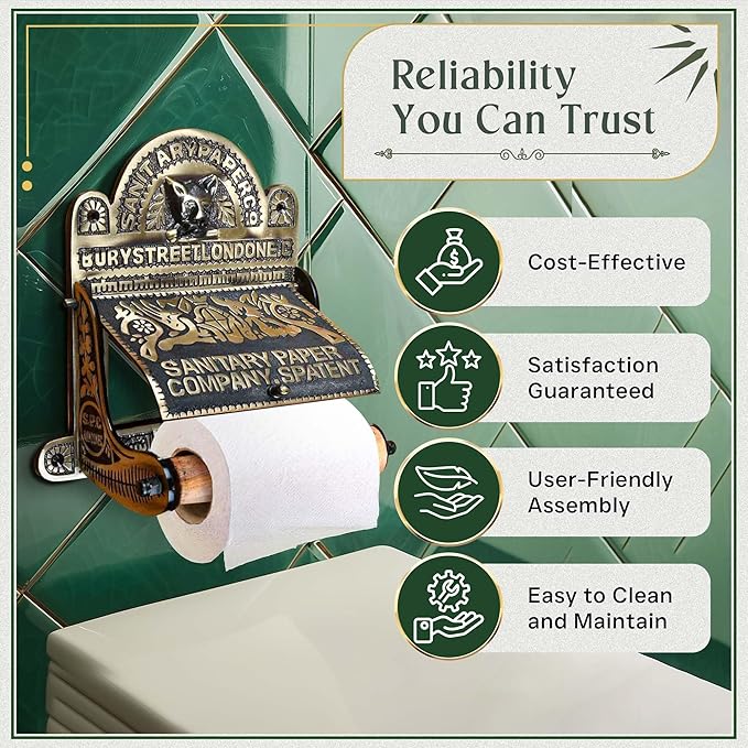 Renovators Supply Manufacturing Antique Brass Wall Mount Toilet Tissue Paper Holder 6.9" Wide Victorian Style Rust Resistant Solid Brass Bathroom Toilet Sanitary Paper Roll Holder Storage with Lid