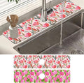 2 Pack Watercolor Tulips Sink Faucet Absorbing Mat Pink Tulips Super Absorbent Fast Drying Mat Sink Gadgets Behind Faucet Sinkmat for Kitchen Bathroom, 23.5"x5.5"