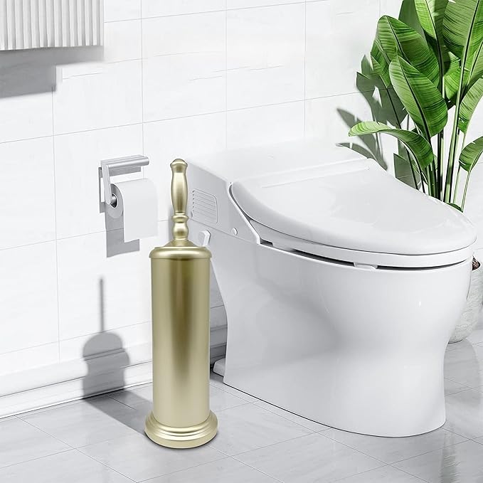 Metal Toilet Bowl Brush with Holder Premium Bathroom Cleaning Set Rustproof Hygienic Durable Elegant Finish