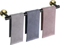 NearMoon Bath Towel Bar, Thicken Stainless Steel Shower Towel Rack Holder Wall Mounted for Bathroom, 33-lnch Overall Length-30-lnch Usable Hanging Space (1 Pack, Matte Black & Gold)