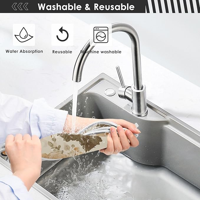 Sink Faucet Absorbing Mat Kitchen Sink Splash Guard Splash Faucet Drip Catcher for Bar RV Bathroom 2PCS 30x5.5in Orange Thanksgiving Vintage Pumpkin