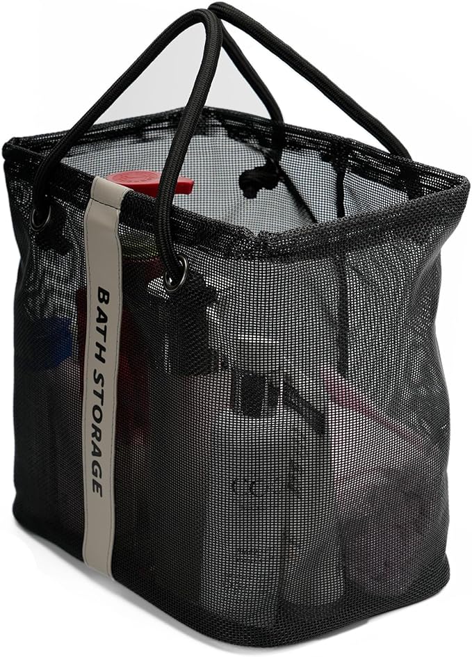 Bath Storage Shower Caddy Organizer for Bathroom, College Dorm, Camp, Gym (Large Black)