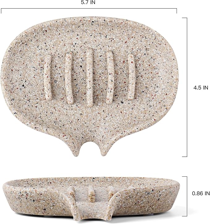 2 Pcs Soap Dish with Drain- Self Draining Bar Soap Holder for Shower, Large Resin Soap Savers Soap Tray Sponge Holder for Kitchen, Bathroom, Bathtub Sink, Linen