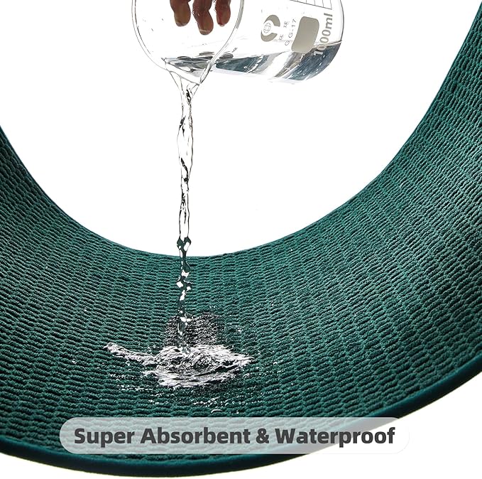 Bathroom Runner Rug, Long Bath Mat Washable Thin Quick Dry Low Pile Bathroom Runner Rugs 24 x 60 Non Slip, Dark Green 24"x60"