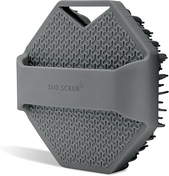 Sud Scrub® Antimicrobial Silicone Body Scrubber, Exfoliating Body Scrubber for Sensitive Skin, Eco Friendly Shower Scrubber for Body, Silicone Body Brush for Showering, Charcoal