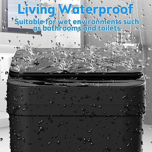 Bathroom Trash Can with Lid, 2 Pack 4 & 2.2 Gallon Automatic Touchless Garbage Can, Small Motion Sensor Smart Trash Can, Slim Waterproof Trash Bin for Bedroom, Bathroom, Office, Living Room (Black)
