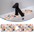 Flower Berrie Leave Faucet Mat for Kitchen Sink Floral Texture, Soft Diatom Mud Material, Strong Water Absorption, Non-slip, Easy to Clean for Bathroom, Kitchen 23.5"X5.5"
