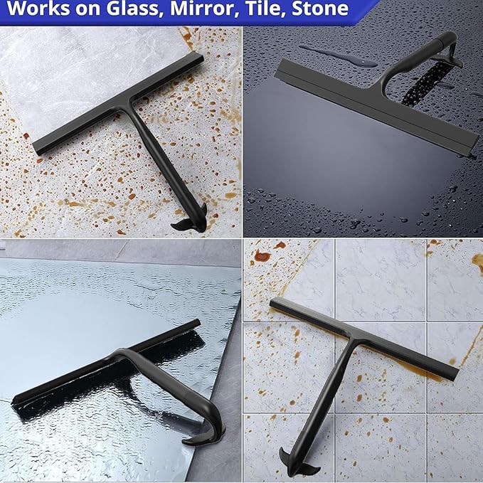 Shower Squeegee for Glass Doors - Tear-Resistant Silicone Wiper, 1 Flexible Blade Scraper with Ergonomic Handle, Streak Free Glass Cleaner for Steam, Bathroom Supply, Scrub Tool for Panes and DIY