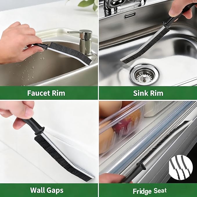 Crevice Cleaning Brush(9.2x0.8 inches),car wash Brush,Long Handle Crevice Cleaning Brush Set, Black, for Bathroom Kitchen and Tile-3pcs