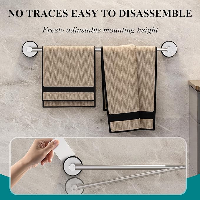 Towel Bar for Bathroom Wall,Adjustable 14.6~24 Inch Towel Racks for Bathroom Wall Mounted, Towel Holder for Glass Shower Door,Bathroom Accessories,Apparment Essentials,Home Decor-Silver