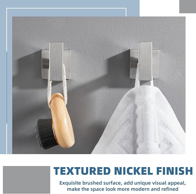 APLusee Brushed Nickel Towel Hook 2 Pack, 304 Stainless Steel Clothes Hook, Wall Mounted