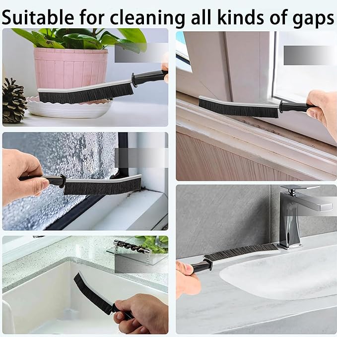 KEWAYO Crevice Cleaning Brush, 9Pc Grout Brush Set Deep Cleaning Flexible Handle for Bathroom Kitchen Tile