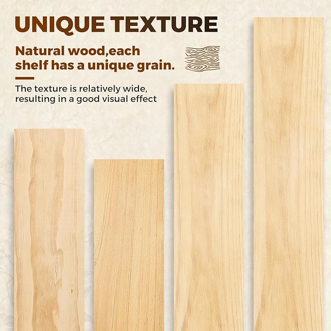 Floating Wall Shelf 36x6.8x1.7 Inch – Solid Wood Shelf in Natural Wood Finish – Heavy Duty Wall Mounted Rustic Display Shelf for Living Room, Kitchen, Bedroom, Hallway – Set of 2