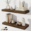 Floating Shelves for Wall, 24 Inch Floating Shelves Set of 2, Wall Mounted Rustic Wood Shelf for Bathroom, Living Room, Bedroom and Kitchen, Hanging Shelf for Storage, Books, Home Decor, Rustic Brown