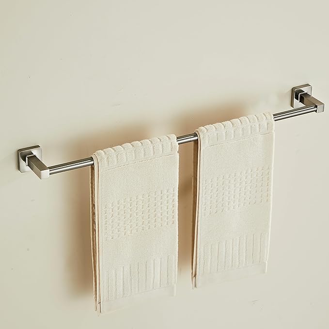 Bathroom Wall Mounted Towel Rack,24 Inch Brushed Nickel Towel Bar with Stainless Rack and Hand Towel Holder, Shower and Bath Towel Racks for Bathroom Wall(Total Length 26-Inch)