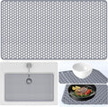 Sink Protectors Mat - 28.3"x15.55" Kitchen Sink Pad for Bottom of Basin for Protection of Stainless Steel and Tableware, Farmhouse Rubber Basin Mat Protector - Light Gray