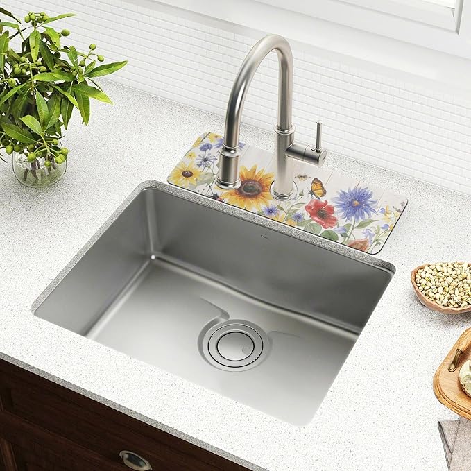 Watercolor Cornflower Butterfly Kitchen Sink Splash Guard Faucet Mat Diatomite Absorbent Pad for Bathroom RV 30x5.4in 1PCS water