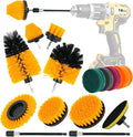 18PCS Drill Brush Attachments Set, Power Cleaning Scrub Brushes with Scrub Pads, Sponge, Extend Long Attachment, Cleaning Brush Supplies for Bathroom Bathtub, Grout, Tile, Sinks, Corners, Car Wheel