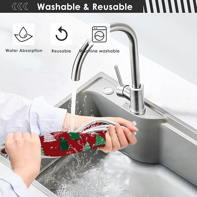 2 PCS Kitchen Sink Splash Guard 30 Inch Faucet Mat for Kitchen Sink Bathroom Sink Faucet Absorbing Drip Drain Mat Pad Microfiber Soft Washable Christmas Winter Trees