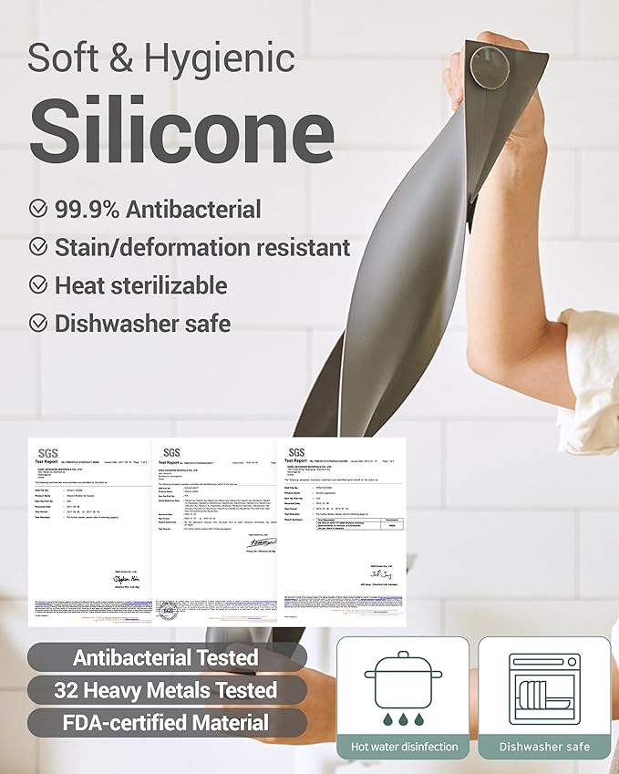 19.7 inches 100% Premium Silicone Kitchen Sink Splash Guard - Non Slip Strong Suction, Durable, and Easy-to-Clean Splash Protector for Mess-Free Cooking and Dishwashing (Gray)