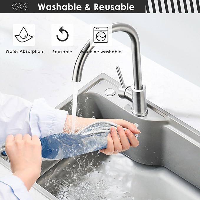 2 PCS Kitchen Sink Splash Guard 23.6 Inch Faucet Mat for Kitchen Sink Bathroom Sink Faucet Absorbing Drip Drain Mat Pad Microfiber Soft Washable Blue Fluid