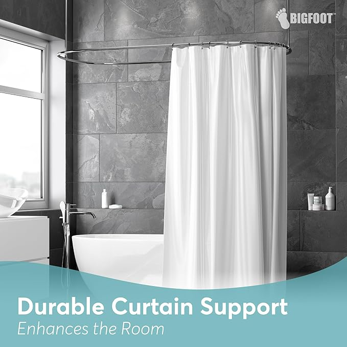 BigFoot Shower Curtain Hooks, Stainless Steel, Rust Resistant, Easy Installation & Smooth Glide, Fits Standard Shower Rods, 2 Hook Rings Hold Liners & Curtains, 12 Pieces, Nickel Color