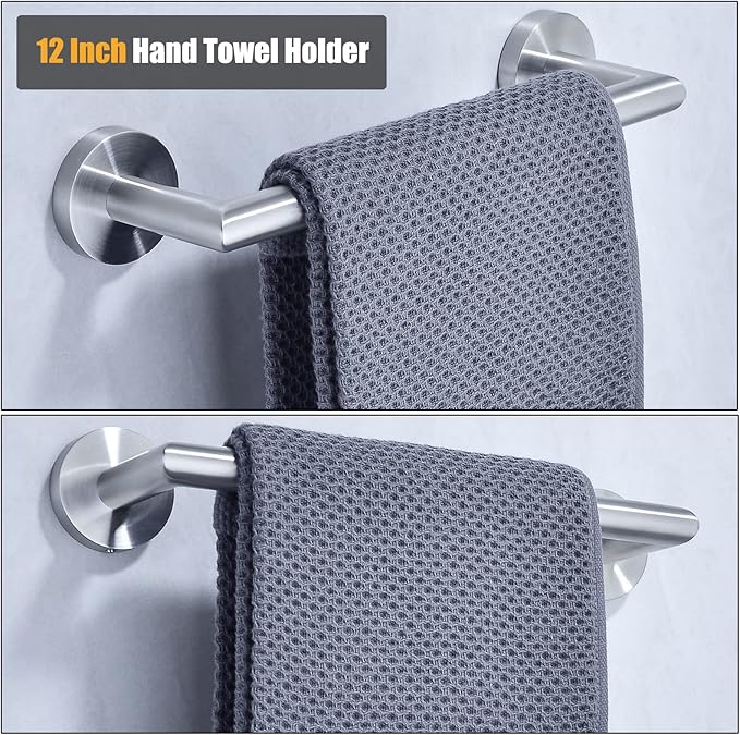 12 Inch Hand Towel Bar Bathroom Towel Holder,Bath Accessories Thicken Stainless Steel Shower Towel Rack,Kitchen Dish Cloth Hanger Wall Mount Brushed Steel,96018-2-12BS.