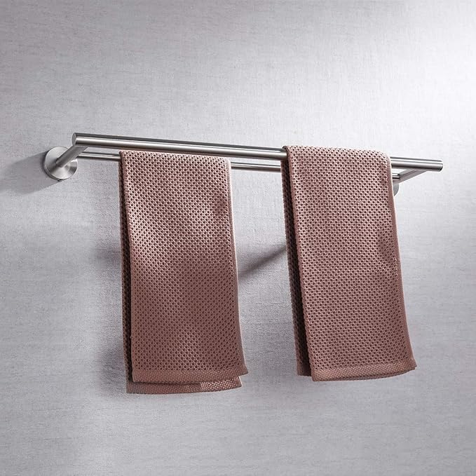 Miyili 24-Inch Bathroom Double Towel Bar Brushed Stainless Steel Bath Towel Rack Holder Wall Mount, A01N60B