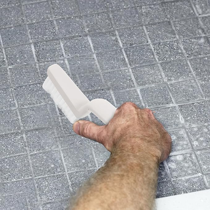 Angoily 2pcs Heavy Duty Floor Scrubber Brush and Grout Cleaning Brush with Stiff Bristles for Tile Floors, Shower, Bathroom, Kitchen, and Baseboard Detailing