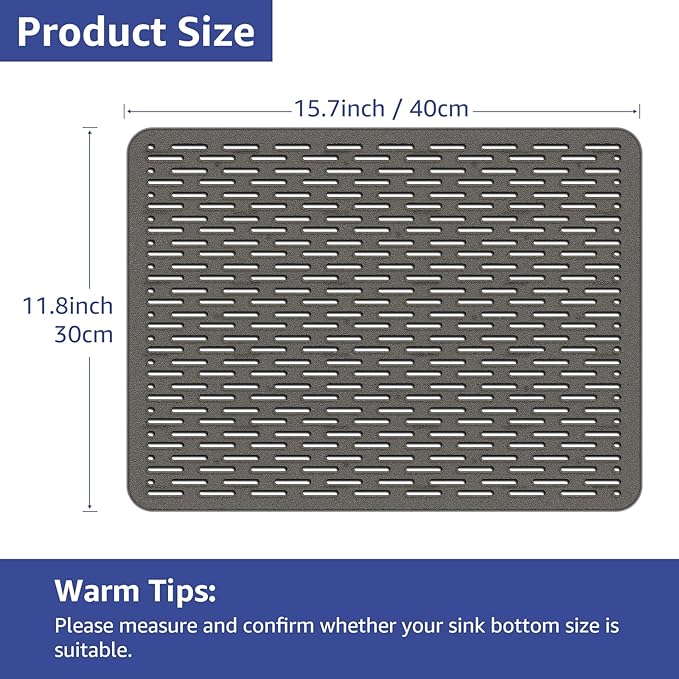 Yolife 2 Pack Kitchen Sink Mats,15.8inch x 12inch PVC Sink Protector Mat for Stainless Steel, Sink Drainer Mat Dish Drying Mat Protector Prevents Scratches,Dishes and Glassware