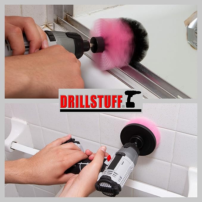 Cleaning Brush Kit - Includes 2-Piece Scrub Brush Set with Quick Change Shaft for Cordless Drills, Ideal for Bathrooms, Kitchens, and More