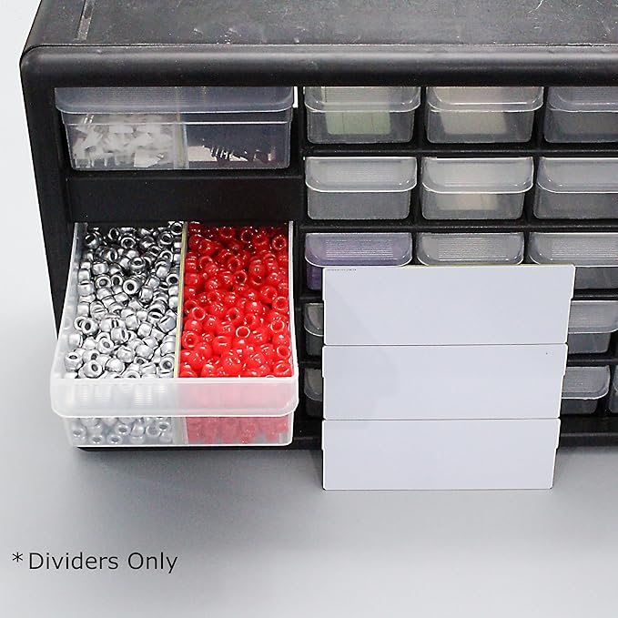 (12-Pack) Large Drawer Dividers compatible with Craft Cabinet and Hardware Storage Organizers, (Dividers Only)