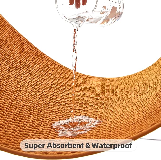 Toilet Rug, Thin Toilet Rugs U Shaped Washable Non Slip Absorbent Quick Dry Low Pile Toilet Mat, Orange 20"x24" U Shape