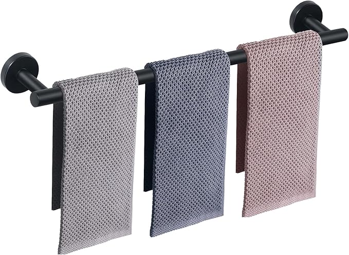 NearMoon Bath Towel Bar, Thicken Stainless Steel Shower Towel Rack Holder Wall Mounted for Bathroom, 33-lnch Overall Length-30-lnch Usable Hanging Space (1 Pack, Matte Black)