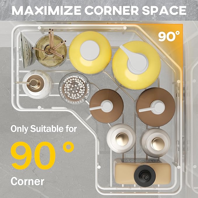 MAXIFFE Shower Caddy Organizer, 3-Pack Corner Shower Caddy Organizer Shelves Storage Rack Accessories for Bathroom Countertop Home Decor Set, White