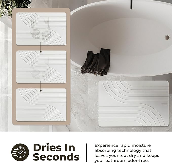 Stone Bath Mat, Diatomaceous Earth Non-Slip Stone Shower Mat - Quick Drying Absorbent Bath Mats for Bathroom - Elegant & Modern Design, Easy to Clean (23.5 x 15) - Sandstone